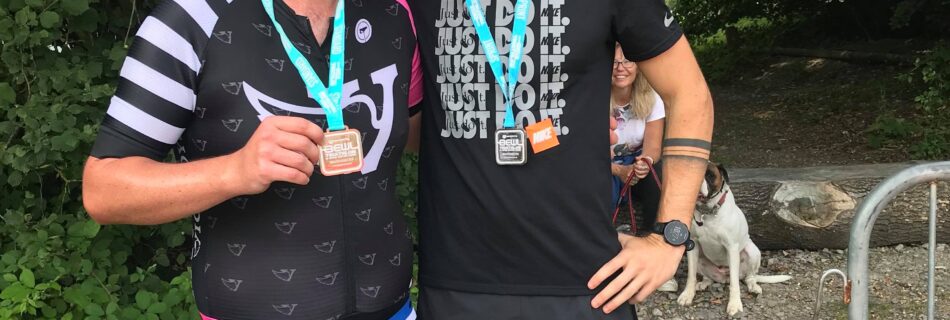 James and Max after Max finished his first Triathlon